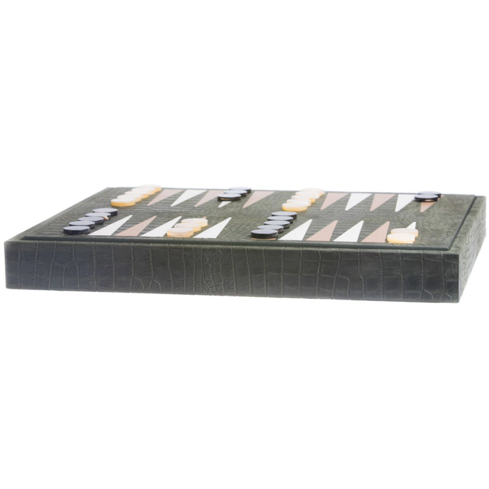 Exclusive set of "Alligator" games made of leather, khaki